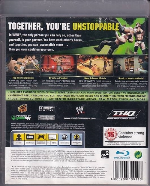 WWE SmackDown vs Raw 2009 - PS3 (B Grade) (Genbrug)